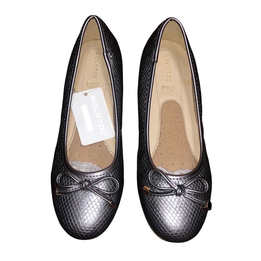 🌟NWT🌟 Gold Toe Comfort Plus Memory Foam Women’s Silver Flats